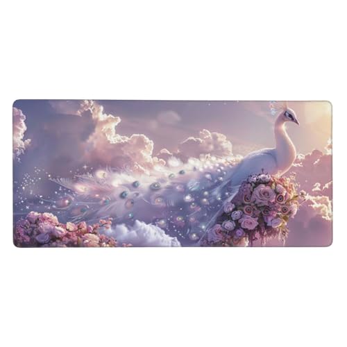 900 x 400 x 3mm XXL Mauspad Rose Pfau Gaming Mauspad mit rutschfest Gummibasis, Verlängertes Schreibtischauflage Wasserdicht Großes Mauspad, PC Gaming Zubehör für Home Zimmer Deko, Gifts für Mann von Yeogcohe