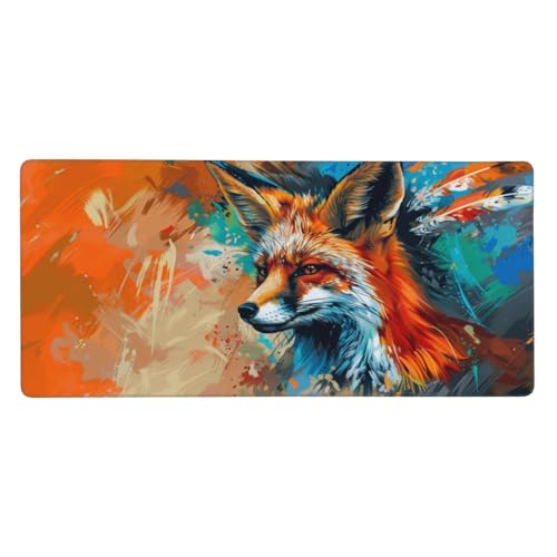 Fuchs Mousepad XXL 800 x 400 x 3mm Groß Gaming Mauspad Tier Mouse Pad mit Genähten Kanten, Wasserdicht Rutschfeste Gummibasis Verbessert Präzision und Geschwindigkei, für PC Professionelle Gamer von Yeogcohe