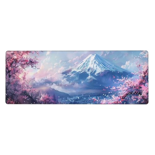 Gaming Mauspad Kirschblüten Mauspad XXL 900 x 400 x 3mm XXL Mousepad schneebedeckte Berge Mauspad Gaming Zubehör mit Anti Rutsch Basis Mouse Pad Wasserdicht und Langlebig Maus und Tastatur,Home Decor von Yeogcohe