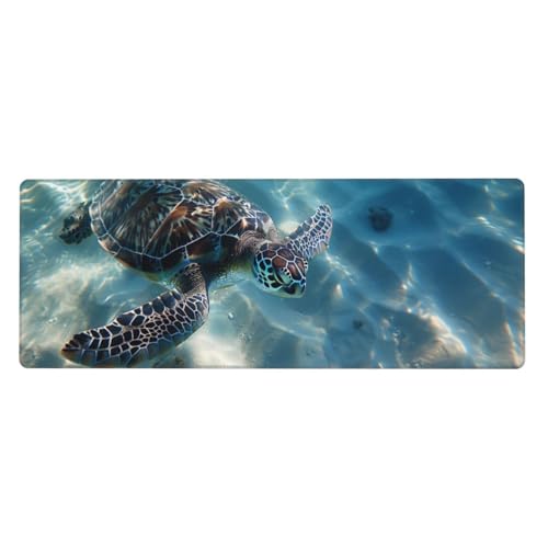 Gaming Mauspad Meer Motiv,Schildkröte Mousepad XXL 600 x 300 x 3mm, Wetterfest Anti-Rutsch Schreibtisch Mouse Pad Verbessert Präzision und Geschwindigkeit, Gaming Zubehör für Home Zimmer Deko von Yeogcohe