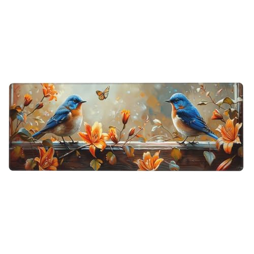 Gaming Mauspad Rotkehlchen Mauspad XXL 900 x 400 x 3mm XXL Mousepad Schmetterling Mauspad Gaming Zubehör mit Anti Rutsch Basis Mouse Pad Wasserdicht und Langlebig für Maus und Tastatur, Home Decor von Yeogcohe