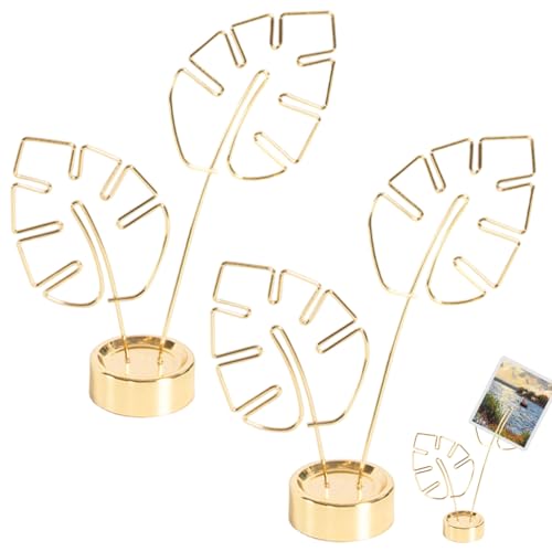 Kartenhalter, 2PCS-Fotohalter, goldene Blatttischnummer-Halter stehen mit Basis, Mehrzweck-Bildhalter Kartenhalter, 2PCS-Fotohalter, goldene Blatttischnummer-Halter stehen mit Basis, Mehrzweck-Bildhalter von Yeory