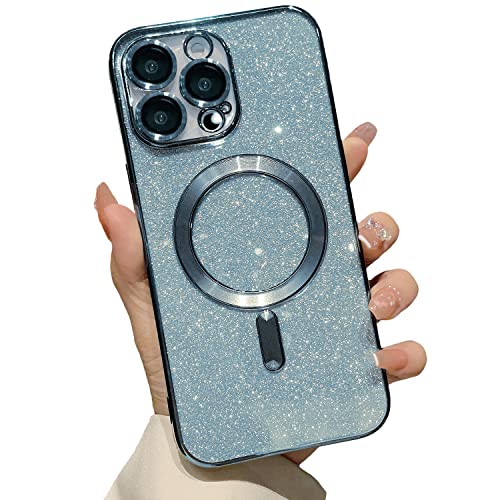 Yepda Entworfen für iPhone 15 Pro, magnetische Glitzer-Hülle, niedlich mit Kamera-Objektivschutz, kompatibel mit MagSafe, weiches TPU, schlank, stoßfest, klare Schutzhülle für Frauen Mädchen, Blau Yepda Entworfen für iPhone 15 Pro, magnetische Glitzer-Hülle, niedlich mit Kamera-Objektivschutz, kompatibel mit MagSafe, weiches TPU, schlank, stoßfest, klare Schutzhülle für Frauen Mädchen, Blau von Yepda