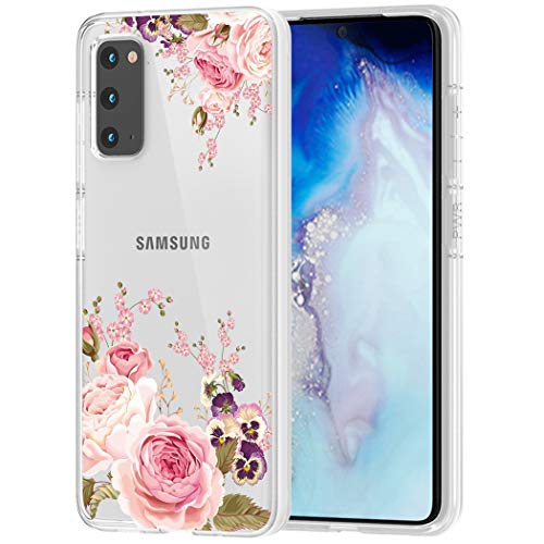 Yerebel Galaxy S20 5G, Samsung S20 Cute Case, Clear Flexible Bumper TPU Soft Rubber Silicone Cover Phone Case for Samsung Galaxy S20 5G 6,2 Zoll (Rose Flower) von Yerebel