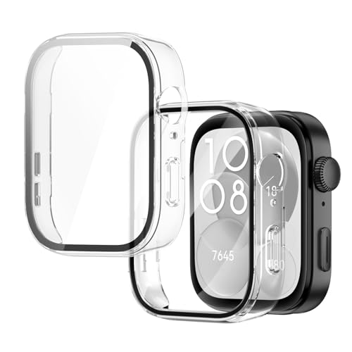 Yerozhui 2 Stück displayschutz für Huawei Watch fit 3, Schutzhülle für Huawei Watch Fit 3 mit Displayschutz, Ultradünne Hard PC 360° Rundum-Schutz Hülle, Kratzfest und Staubabweisend, Transparent von Yerozhui