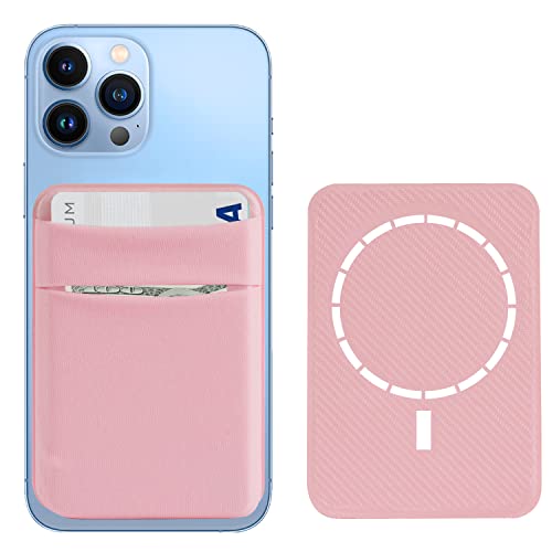 YesDoes Magnetische Handy-Kartenhalter-Brieftasche,Dehnbare Lycra-Doppeltasche für die Rückseite des Handys,Kreditausweis,Handyhülle,kompatibel mit Magsafe iPhone 15,14,13,12,Pro,Max & Mag Safe Hülle von YesDoes