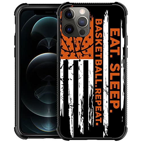 Yesad Kompatibel mit iPhone 11 Hülle, Basketball-Flagge, weiches TPU, stoßfest, gehärtetes Glas, Rückseite für iPhone 11 von Yesad