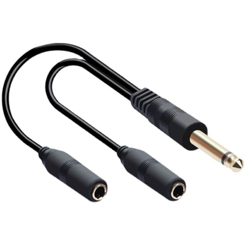 Yeselino Stereo-Splitter, Y-Kabel, 6,35 mm Stereo-Stecker auf doppelte 6,35-mm-Buchse, Mikrofone, Kopfhörer, Splitter, Drahtkonverter von Yeselino