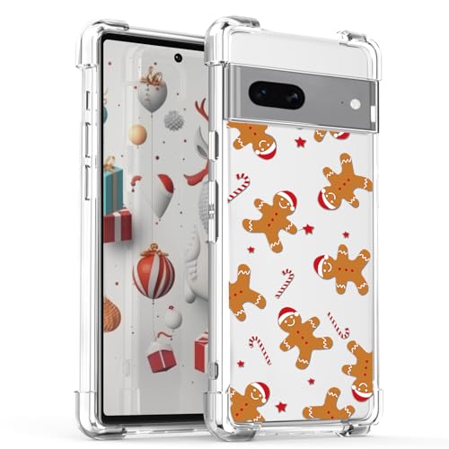 Schutzhülle für Google Pixel 7, transparent, Weihnachtsdesign, niedliches Lebkuchenmann-Muster, Handyhülle für Kinder, Mädchen, transparent, weich, TPU, stoßfest, kratzfest, Weihnachten, Handyhülle Schutzhülle für Google Pixel 7, transparent, Weihnachtsdesign, niedliches Lebkuchenmann-Muster, Handyhülle für Kinder, Mädchen, transparent, weich, TPU, stoßfest, kratzfest, Weihnachten, Handyhülle von Yespure