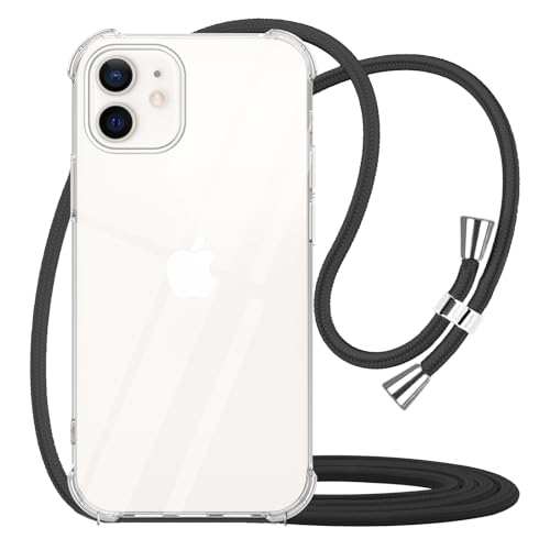YESPURE Crossbody Handyhülle für Pro, transparentes TPU, weiche Hülle, Halterung mit Umhängeband, transparente Schutzhülle iPhone 12/12 15,5 cm, Schwarz YESPURE Crossbody Handyhülle für Pro, transparentes TPU, weiche Hülle, Halterung mit Umhängeband, transparente Schutzhülle iPhone 12/12 15,5 cm, Schwarz von Yespure