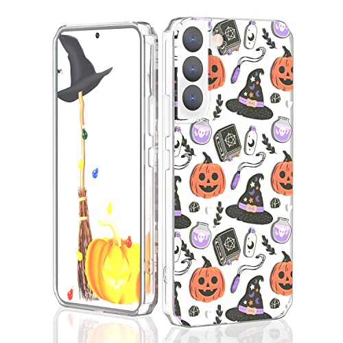 YESPURE Schutzhülle für Samsung Galaxy S22, Galaxy S22, Halloween-Schutzhülle für Jungen und Mädchen, transparent, weich, TPU, Kürbis, Geist, Halloween-Muster, stoßfest, Schutzhülle für Galaxy S22 von Yespure