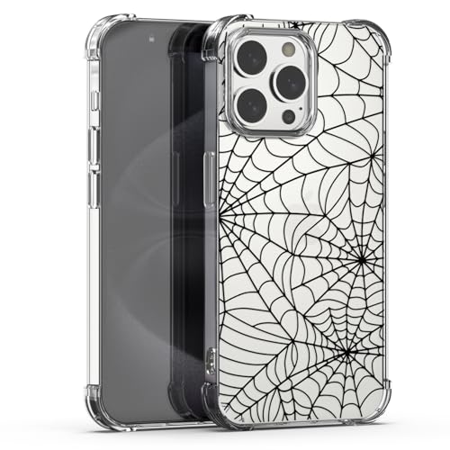 YESPURE Schutzhülle für iPhone 15 Pro, transparent, cooles schwarzes Spinnennetz-Muster, Handyhülle für Kinder, weich, schmale Passform, TPU-Stoßdämpfer, stoßfest, Halloween-Design, Handyhülle für YESPURE Schutzhülle für iPhone 15 Pro, transparent, cooles schwarzes Spinnennetz-Muster, Handyhülle für Kinder, weich, schmale Passform, TPU-Stoßdämpfer, stoßfest, Halloween-Design, Handyhülle für von Yespure