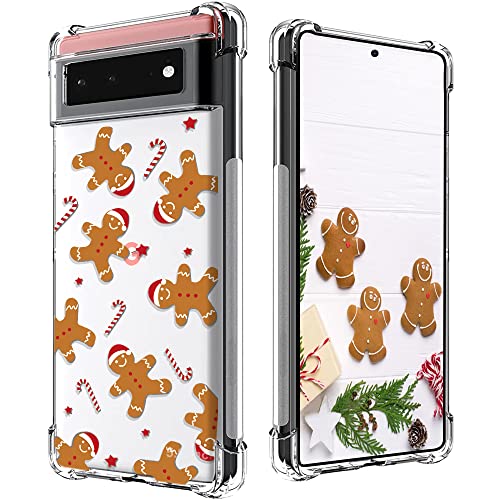 YESPURE Weihnachts-Schutzhülle für Google Pixel 6, 16,3 cm (6,4 Zoll), Lebkuchenmann-Design, weiche, schlanke TPU, stoßfest, stoßfest, Schutzhülle für Google Pixel 6 (Lebkuchenmann), transparent von Yespure