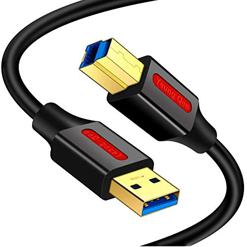 Yeung Qee USB 3.0 A-Stecker auf B-Stecker USB-Kabel, 5 m, Superspeed USB 3.0 Typ A auf B-Stecker, kompatibel mit Druckern, Dockingstation, externen Festplatten, Scanner, USB-Hub und anderen Geräten von Yeung Qee