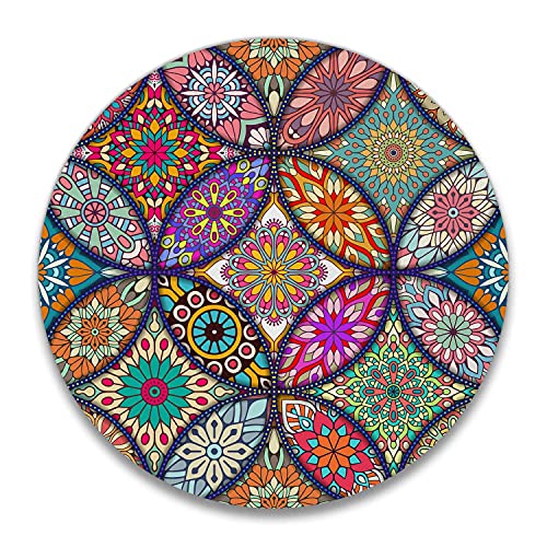 Mandala, rund, Tampon, Augen, niedliches Mauspad mit Design, rutschfeste Gummiunterseite, Mauspad, Schreibtisch für Frauen, Tampon, kleine Größe 7,87 Zoll, klassisch von Yeuss