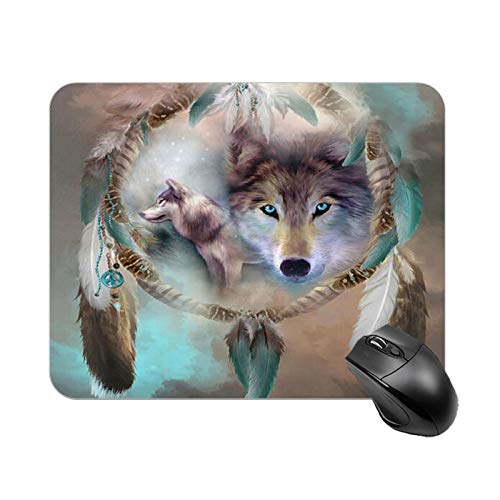 Yeuss Mauspad, rechteckig, rutschfest, Motiv Wolf, Traumfänger, 200 mm x 240 mm Yeuss Mauspad, rechteckig, rutschfest, Motiv Wolf, Traumfänger, 200 mm x 240 mm von Yeuss