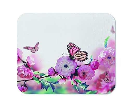 Yeuss Mauspad, rechteckig, rutschfest, rosa Blume einer orientalischen Kirsche und Schmetterlinge, 200 mm x 240 mm Yeuss Mauspad, rechteckig, rutschfest, rosa Blume einer orientalischen Kirsche und Schmetterlinge, 200 mm x 240 mm von Yeuss