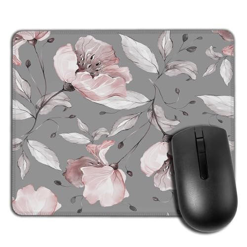 Yeuss Mauspad mit Blumen-Rosen-Motiv, rechteckig, rutschfest, Muster mit Frühlingsblumen und Blättern, Blumenmuster aus Stoff, Blumenrose, Gaming-Mauspads, Rosa, Grau, 200 mm x 240 mm Yeuss Mauspad mit Blumen-Rosen-Motiv, rechteckig, rutschfest, Muster mit Frühlingsblumen und Blättern, Blumenmuster aus Stoff, Blumenrose, Gaming-Mauspads, Rosa, Grau, 200 mm x 240 mm von Yeuss