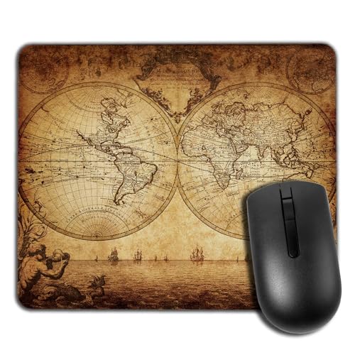 Yeuss Mauspad mit Vintage-Karte, rechteckig, rutschfest, Vintage-Mauspad, 1733 Gaming-Mauspad, braun, 200 mm x 240 mm Yeuss Mauspad mit Vintage-Karte, rechteckig, rutschfest, Vintage-Mauspad, 1733 Gaming-Mauspad, braun, 200 mm x 240 mm von Yeuss