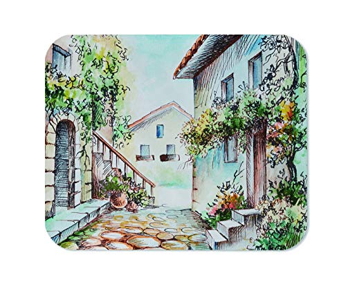 Yeuss Retro Town Mauspad, rechteckig, rutschfest, Ölgemälde, Häuser, bunte Blumen und Bäume, Sommerlandschaft, Gaming-Mauspad, Beige, Gelb, Grün, 200 mm x 240 mm Yeuss Retro Town Mauspad, rechteckig, rutschfest, Ölgemälde, Häuser, bunte Blumen und Bäume, Sommerlandschaft, Gaming-Mauspad, Beige, Gelb, Grün, 200 mm x 240 mm von Yeuss