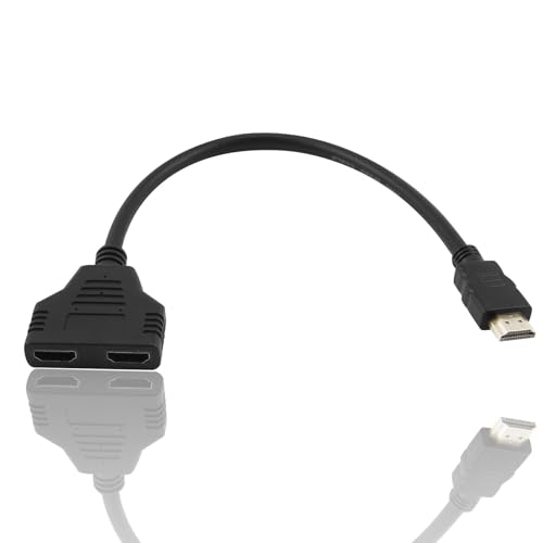HDMI Splitter Adapter, 1080P HDMI Verteiler Stecker auf Dual Buchse, 1 auf 2 Wege Splitter für HDTV, LED, LCD Monitor und Projektoren, unterstützt gleichzeitige Anzeige auf zwei Geräten, Schwarz HDMI Splitter Adapter, 1080P HDMI Verteiler Stecker auf Dual Buchse, 1 auf 2 Wege Splitter für HDTV, LED, LCD Monitor und Projektoren, unterstützt gleichzeitige Anzeige auf zwei Geräten, Schwarz von Yewseas