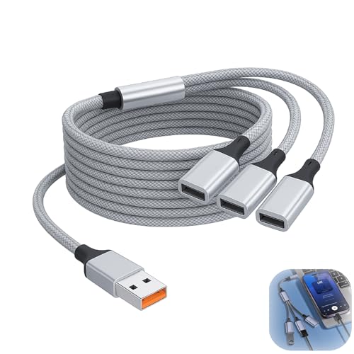USB Splitter Kabel 1 auf 3, 2m Adapter mit US B Typ B Stecker auf 3 USB Typ A Buchsen, U-SB Verlängerung für Datenübertragung und Laden, Plug und Play US-B Hub für Laptop, PC, Mac von Yewseas