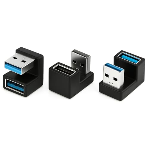 Yewseas 3 Stück U-Form Winkel USB 3.1 Adapter Konverter 10 Gbps 180 Grad USB 3.1 Stecker auf Buchse, OTG Unterstützung, Schnellladung 5V/3A, für PC, Laptop, Powerbank von Yewseas