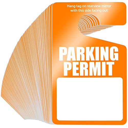 100 Stück Parkausweis-Hängeetiketten aus Kunststoff für Parkausweise, PVC-Hängeanhänger, 7,6 x 12,7 cm, für Auto-Rückspiegel (orange) von Yexiya