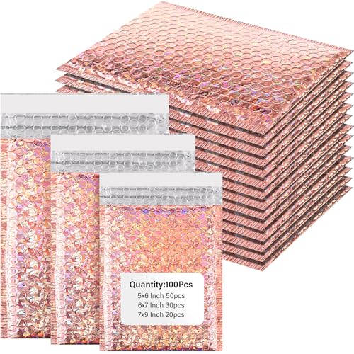 Yeyeplum Luftpolster-Versandtaschen, starke Haftung, metallische Luftpolsterumschläge, wasserdicht, strapazierfähig, gepolstert, für kleine Unternehmen, Roségold, 100 Stück Yeyeplum Luftpolster-Versandtaschen, starke Haftung, metallische Luftpolsterumschläge, wasserdicht, strapazierfähig, gepolstert, für kleine Unternehmen, Roségold, 100 Stück von Yeyeplum
