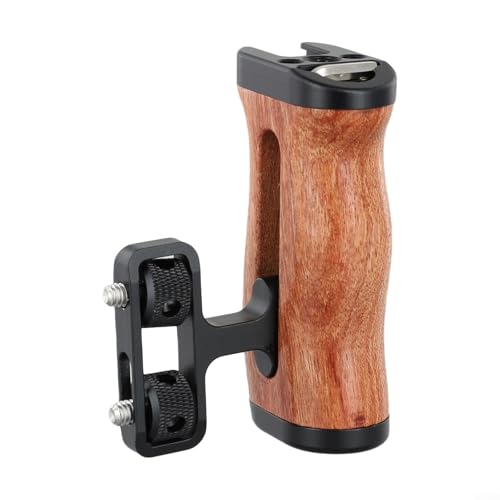 Kamerakäfig-Seitengriff, DSLR-Kamera-Holzgriff, verstellbarer hölzerner Kamerakäfig, Seitengriff mit Kaltschuh-Halterung, 1/4-Zoll-Schraube, Holzmaserung (Holzhandgriff) von Yhenlovtt