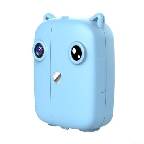Kinder-Digitalkamera, 6,1 cm (2,4 Zoll), Dual-Objektiv, 1080P-Druck, mit lustigen Spielen, kompaktes, leichtes Design, lange Akkulaufzeit, Alter 3–12 Jahre, Digitaldruckkamera, Kinder (blau) von Yhenlovtt