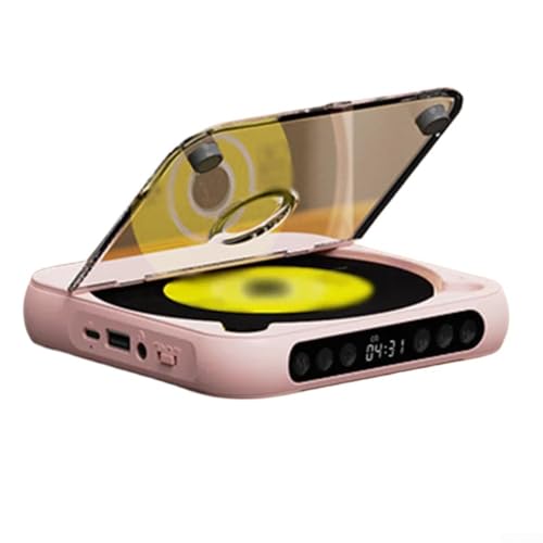 Kompakter CD-Player mit LCD-Display, 2000 mAh, langlebige Akku-Wiederholungsfunktion für Musikliebhaber, Sprachlerner, tragbarer digitaler Musik-Player (Rosa) von Yhenlovtt