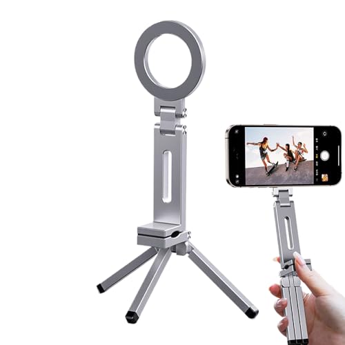 Magnetisches Taschen-Handy-Stativ, Aluminium, Mini-Tischstativ, faltbar, magnetisch, Aluminium, Mini für Telefon, zusammenklappbar, tragbar, 360 Grad drehbarer Halter-Clip für Handy, Smartphone Magnetisches Taschen-Handy-Stativ, Aluminium, Mini-Tischstativ, faltbar, magnetisch, Aluminium, Mini für Telefon, zusammenklappbar, tragbar, 360 Grad drehbarer Halter-Clip für Handy, Smartphone von Yhsioaklo