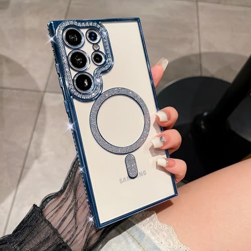 Yhsvie Glitzer Hülle für Samsung Galaxy S25 Ultra Magnetisch Handyhülle, Transparent Schutzhülle Galaxy S25 Ultra Mädchen Bling Diamant Kameraschutz Cover Dünne Stoßfeste TPU Case für Frauen,Blau Yhsvie Glitzer Hülle für Samsung Galaxy S25 Ultra Magnetisch Handyhülle, Transparent Schutzhülle Galaxy S25 Ultra Mädchen Bling Diamant Kameraschutz Cover Dünne Stoßfeste TPU Case für Frauen,Blau von Yhsvie