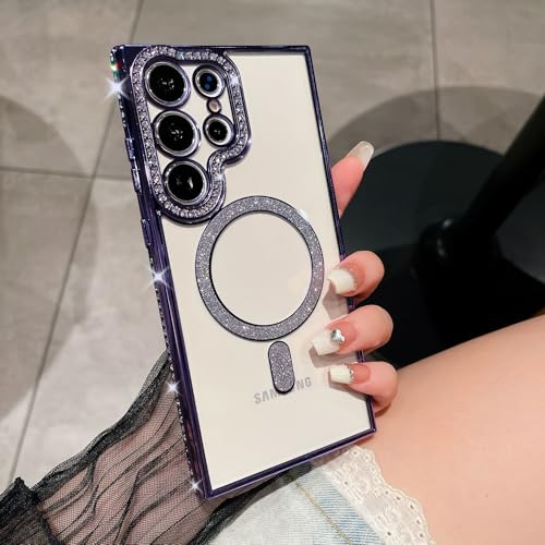 Yhsvie Glitzer Hülle für Samsung Galaxy S25 Ultra Magnetisch Handyhülle, Transparent Schutzhülle Galaxy S25 Ultra Mädchen Bling Diamant Kameraschutz Cover Dünne Stoßfeste TPU Case für Frauen,Lila Yhsvie Glitzer Hülle für Samsung Galaxy S25 Ultra Magnetisch Handyhülle, Transparent Schutzhülle Galaxy S25 Ultra Mädchen Bling Diamant Kameraschutz Cover Dünne Stoßfeste TPU Case für Frauen,Lila von Yhsvie