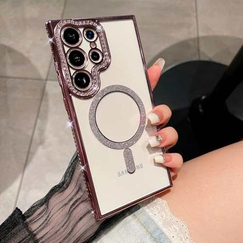Yhsvie Glitzer Hülle für Samsung Galaxy S25 Ultra Magnetisch Handyhülle, Transparent Schutzhülle Galaxy S25 Ultra Mädchen Bling Diamant Kameraschutz Cover Dünne Stoßfeste TPU Case für Frauen,Rosa Yhsvie Glitzer Hülle für Samsung Galaxy S25 Ultra Magnetisch Handyhülle, Transparent Schutzhülle Galaxy S25 Ultra Mädchen Bling Diamant Kameraschutz Cover Dünne Stoßfeste TPU Case für Frauen,Rosa von Yhsvie