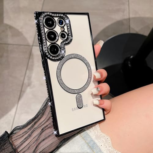 Yhsvie Glitzer Hülle für Samsung Galaxy S25 Ultra Magnetisch Handyhülle, Transparent Schutzhülle Galaxy S25 Ultra Mädchen Bling Diamant Kameraschutz Cover Dünne Stoßfeste TPU Case für Frauen,Schwarz Yhsvie Glitzer Hülle für Samsung Galaxy S25 Ultra Magnetisch Handyhülle, Transparent Schutzhülle Galaxy S25 Ultra Mädchen Bling Diamant Kameraschutz Cover Dünne Stoßfeste TPU Case für Frauen,Schwarz von Yhsvie