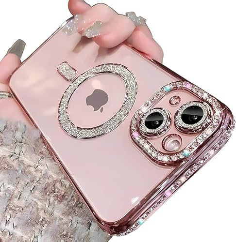 Yhsvie Glitzer Hülle iPhone 16 Plus Magnetisch Handyhülle Transparent Silikon Case für Frauen Mädchen Bling Glitter Diamant Kameraschutz Cover Stoßfest Schutzhülle für iPhone 16 Plus, Rosa Yhsvie Glitzer Hülle iPhone 16 Plus Magnetisch Handyhülle Transparent Silikon Case für Frauen Mädchen Bling Glitter Diamant Kameraschutz Cover Stoßfest Schutzhülle für iPhone 16 Plus, Rosa von Yhsvie