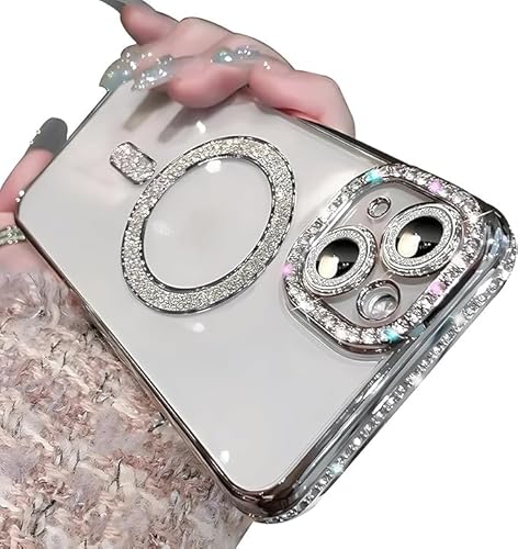 Yhsvie Glitzer Hülle iPhone 16 Pro Magnetisch Handyhülle Transparent Silikon Case für Frauen Mädchen Bling Glitter Diamant Kameraschutz Cover Stoßfest Schutzhülle für iPhone 16 Pro, Silber Yhsvie Glitzer Hülle iPhone 16 Pro Magnetisch Handyhülle Transparent Silikon Case für Frauen Mädchen Bling Glitter Diamant Kameraschutz Cover Stoßfest Schutzhülle für iPhone 16 Pro, Silber von Yhsvie