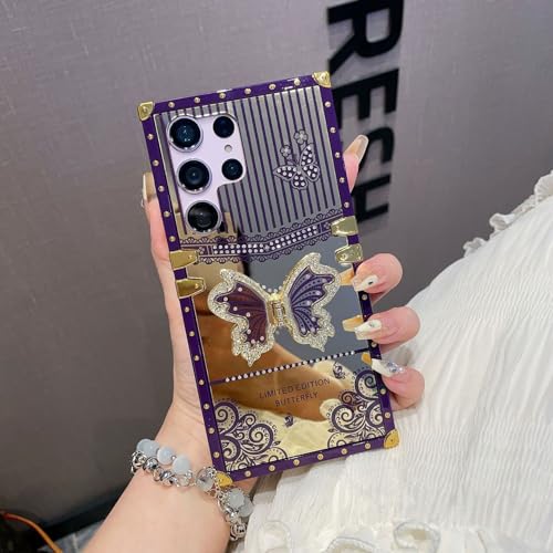 Yhsvie Handyhülle für Samsung Galaxy S22 Ultra Glitzer Hülle mit Ständer Bling Diamant Schmetterling Schutzhülle Galaxy S22 Ultra Stoßfest Silikon TPU Case Dünn Kratzfest Kameraschutz Cover-Lila Yhsvie Handyhülle für Samsung Galaxy S22 Ultra Glitzer Hülle mit Ständer Bling Diamant Schmetterling Schutzhülle Galaxy S22 Ultra Stoßfest Silikon TPU Case Dünn Kratzfest Kameraschutz Cover-Lila von Yhsvie