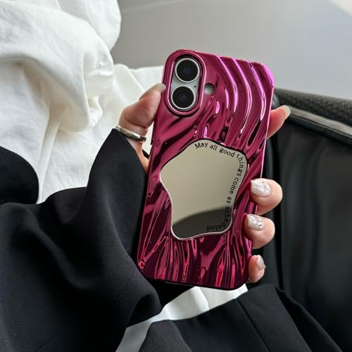 Yhsvie Handyhülle für iPhone 15 pro max Ultra Dünne Hülle,Glitzer Wellenform Silikon Case mit Spiegel Make-up Aesthetic Kratzfest Stoßfest Schutzhülle Slim TPU Bumper Cover für Frauen Mädchen-Rosenrot Yhsvie Handyhülle für iPhone 15 pro max Ultra Dünne Hülle,Glitzer Wellenform Silikon Case mit Spiegel Make-up Aesthetic Kratzfest Stoßfest Schutzhülle Slim TPU Bumper Cover für Frauen Mädchen-Rosenrot von Yhsvie
