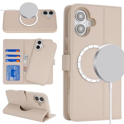 Yhsvie Handyhülle für iPhone 16 Plus Hülle Premium PU Leder Schutzhülle 2 IN 1 Abnehmbar Magnetische Klapphülle Kartenfach Standfunktion Wallet Case iPhone 16 Plus Stoßfeste Cover,Weiß von Yhsvie
