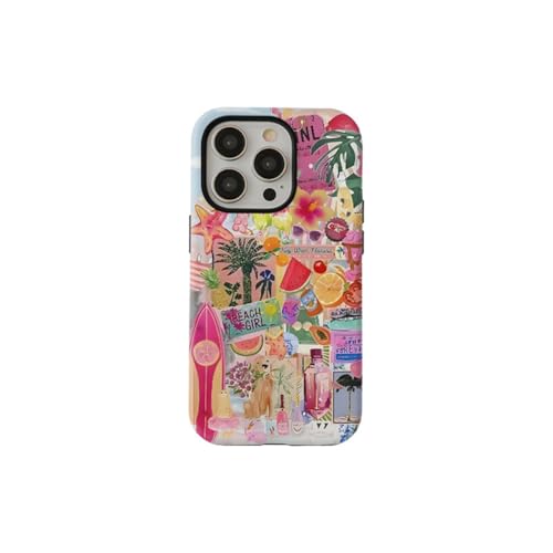 Yhsvie Handyhülle für iPhone 16 pro Hülle Aesthetic Motiv Muster Design TPU und PC 2 in 1 Cover Weiche Bunt Silikon Bumper Case Stoßfest Kratzfest Kameraschutz Schutzhülle -Glatt Rückseite 03 von Yhsvie
