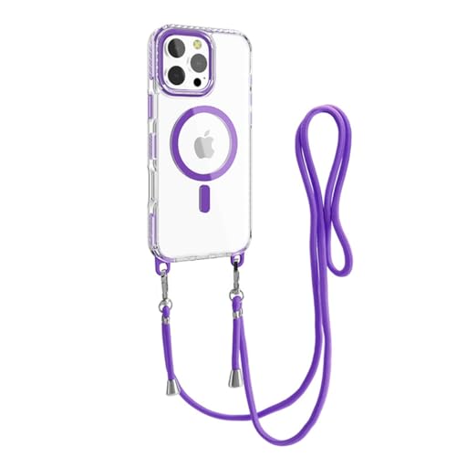 Yhsvie Handykette Hülle für iPhone 14 pro Magnetische Handyhülle mit Band,Transparent Necklace Stoßfeste Schutzhülle mit Kordel zum Umhängen iPhone 14 pro Silikon TPU Bumper Case Cover,Lila Yhsvie Handykette Hülle für iPhone 14 pro Magnetische Handyhülle mit Band,Transparent Necklace Stoßfeste Schutzhülle mit Kordel zum Umhängen iPhone 14 pro Silikon TPU Bumper Case Cover,Lila von Yhsvie