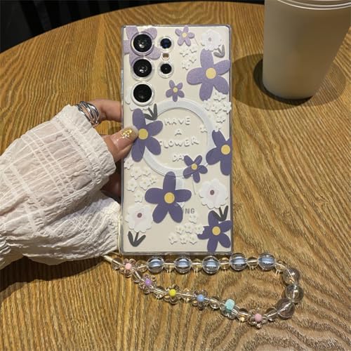 Yhsvie Handykette für Samsung Galaxy S21 Plus Magnetische Hülle mit Band Transparent Blumen Handyhülle Silikon Stoßfeste Schutzhülle mit Kordel zum Umhängen Clear Slim Case Cover-Lila+Perlenkette Yhsvie Handykette für Samsung Galaxy S21 Plus Magnetische Hülle mit Band Transparent Blumen Handyhülle Silikon Stoßfeste Schutzhülle mit Kordel zum Umhängen Clear Slim Case Cover-Lila+Perlenkette von Yhsvie