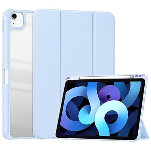 Yhsvie Hülle für iPad Air 13 Zoll (M2) 2024 Schutzhülle mit Stifthalter,Schlank Ständer Hülle Transparent Rückseite Case für iPad Air 13 2024 Cover,Auto Schlaf/Aufwach-Hellblau von Yhsvie