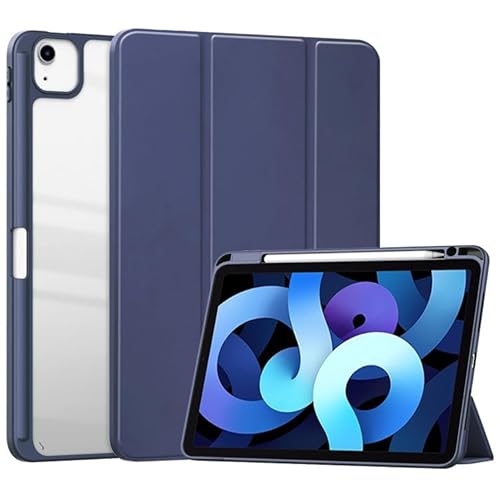 Yhsvie Hülle für iPad Air 13 Zoll (M2) 2024 Schutzhülle mit Stifthalter,Schlank Ständer Hülle Transparent Rückseite Case für iPad Air 13 2024 Cover,Auto Schlaf/Aufwach-Tiefblau von Yhsvie