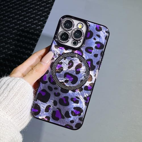 Yhsvie Magnetisch Handyhülle für iPhone 15 pro max Ultradünn Hülle Glitzer Leopard Schutzhülle Stoßfest Kratzfest Silikon Case Bling Leoparden Slim TPU Bumper Cover für Frauen Mädchen - Lila Yhsvie Magnetisch Handyhülle für iPhone 15 pro max Ultradünn Hülle Glitzer Leopard Schutzhülle Stoßfest Kratzfest Silikon Case Bling Leoparden Slim TPU Bumper Cover für Frauen Mädchen - Lila von Yhsvie