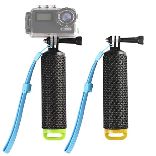 2 Stück Wasserdichter Handler, Wasserdicht Selfie Stick, Schwimmender Handgriff Kompatibel, Abnehmbare Anti-Rutsch-Hand-Auftriebsstange, für Kameras (Gelb, Grün) von Yhuasia