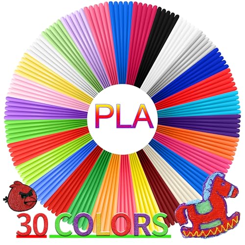 YhuiCxir 3D Stift Filament, 30 Farben 1,75 mm PLA Fäden, Jede Farbe 5M, Insgesamt 150M mit 2 Fingerkappen, Kompatibel mit SCRIB3D und MYNT3D 3D Stifte (3D-Stift Nicht im Lieferumfang) von YhuiCxir